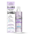 Siero per capelli idratante con acido ialuronico, flacone viola con pompa spray.