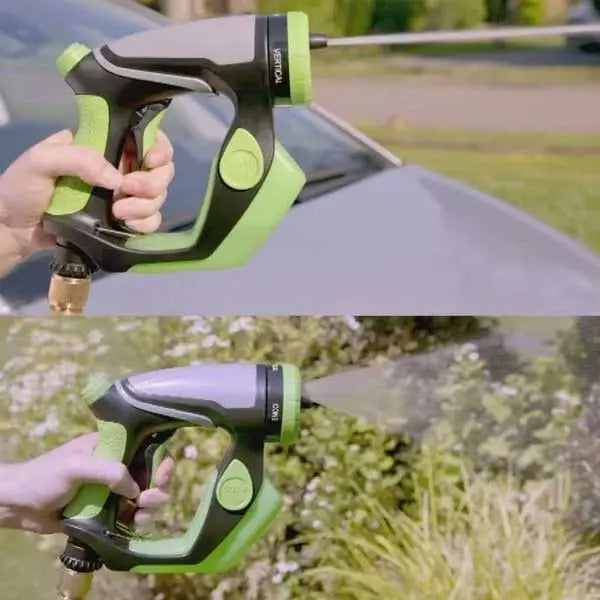 Idropulitrice portatile con pistola verde e nera: getto d’acqua su superfici