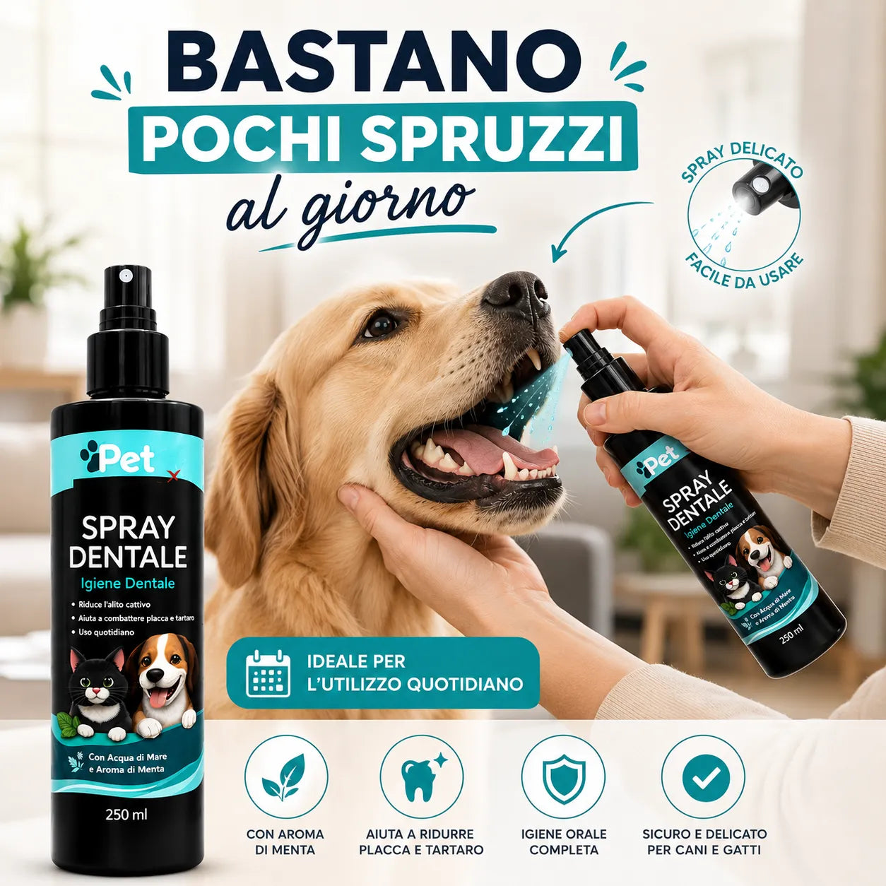 Spray dentale PET SMILE 250 ml con spruzzatore per cani