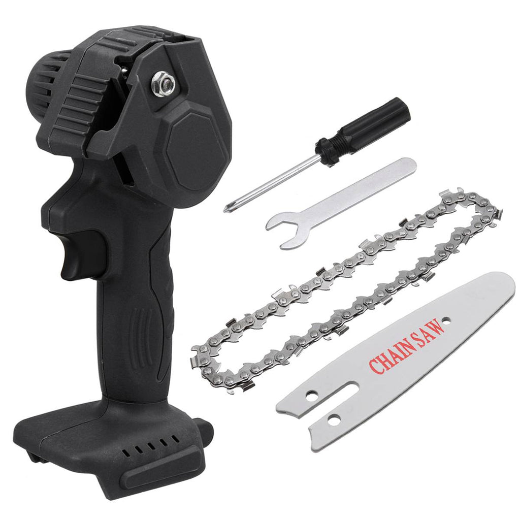 Mini motosega a catena portatile con catena di ricambio, guida e attrezzi