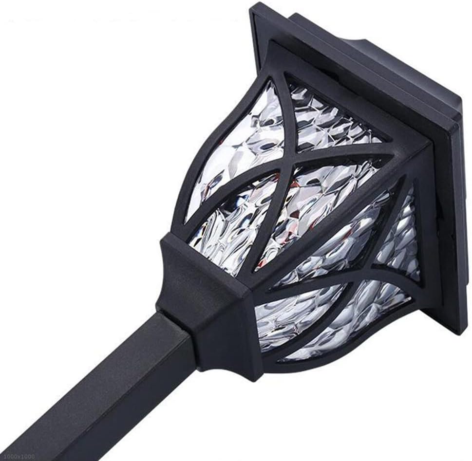 Lampada LED da giardino con paralume in vetro trasparente e riflettori interni neri.