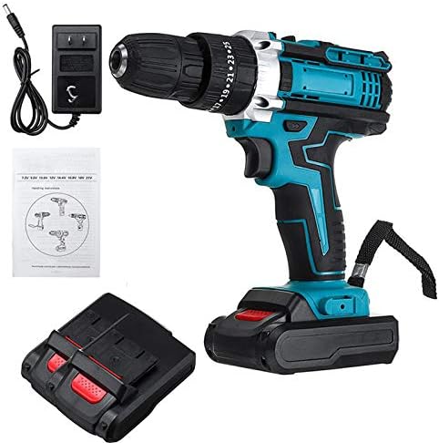 Trapano avvitatore a batteria blu e nero con caricabatterie e batteria