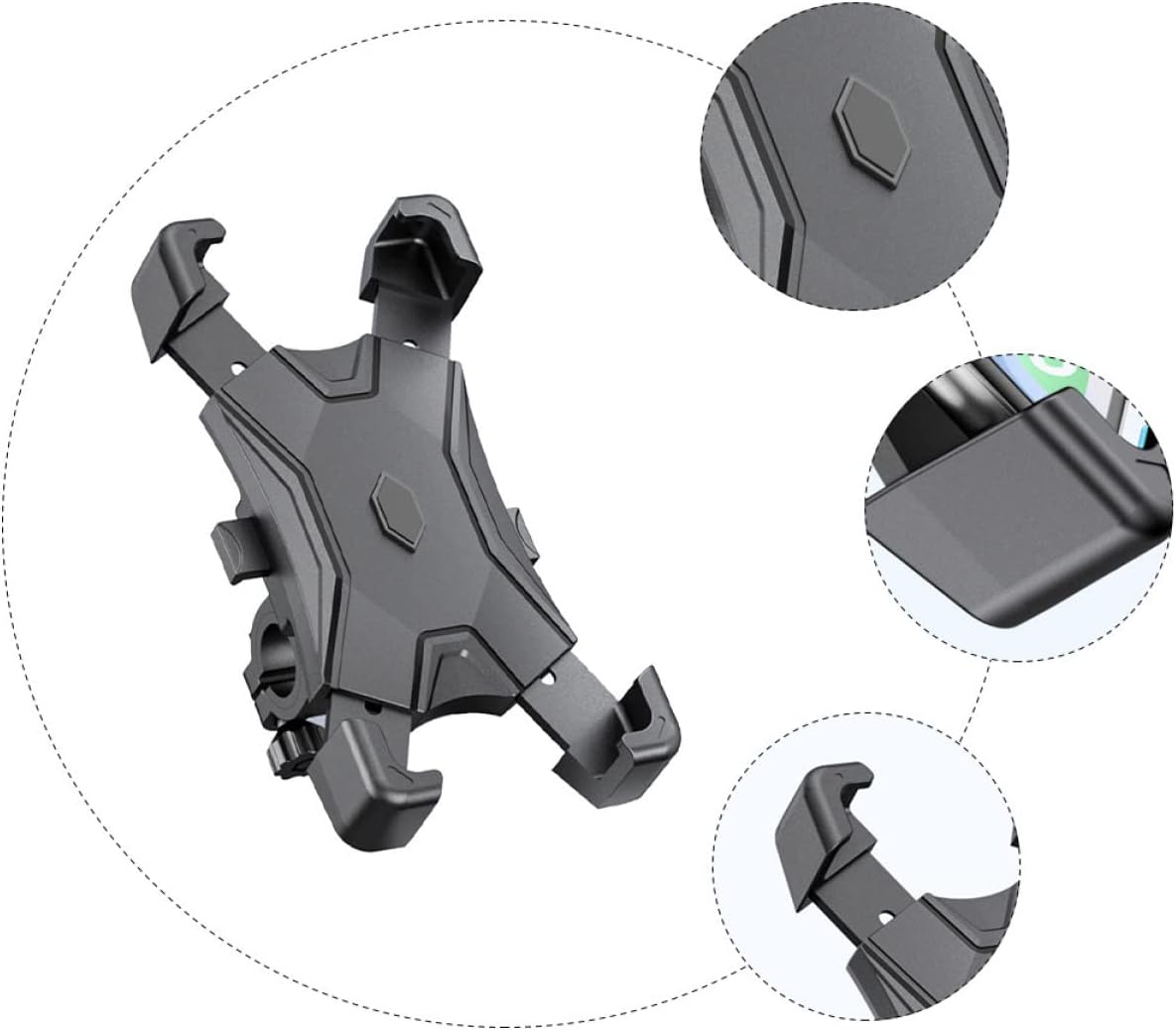 Supporto telescopico per smartphone universale grigio con base e supporti laterali