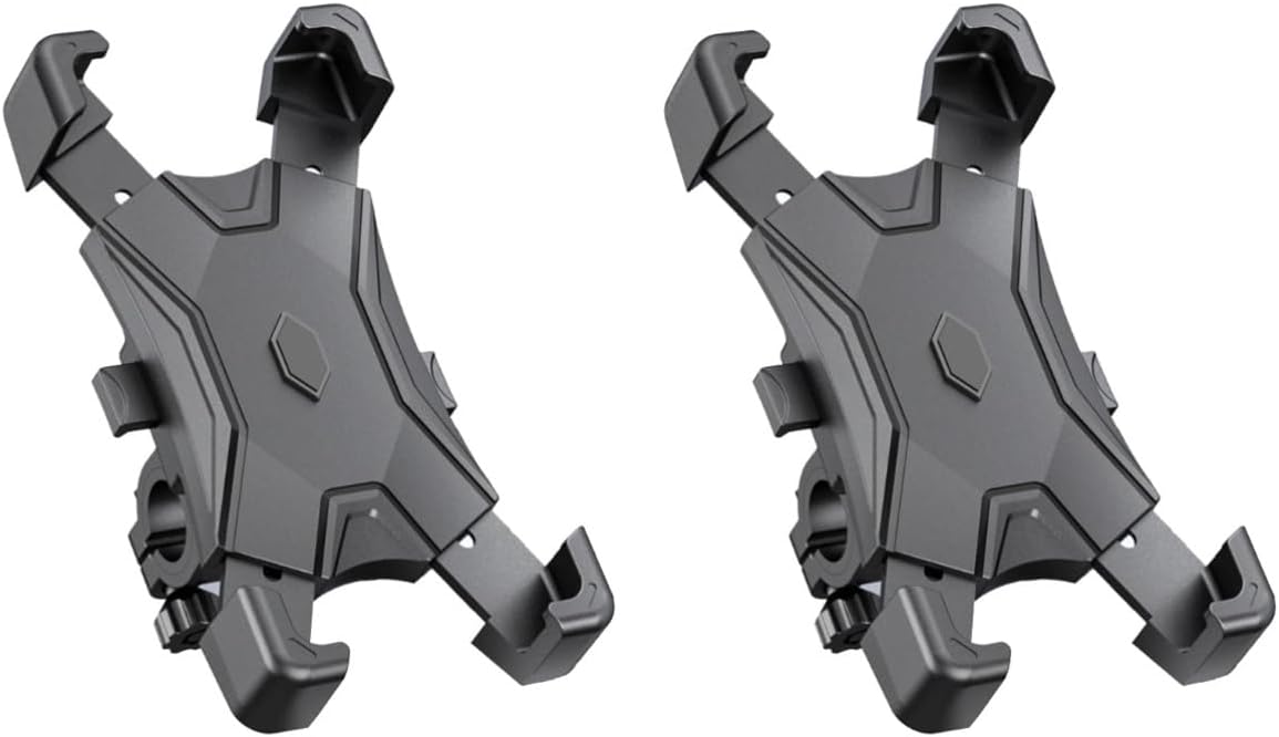 Supporto telescopico per smartphone universale grigio con clip regolabili per manubrio