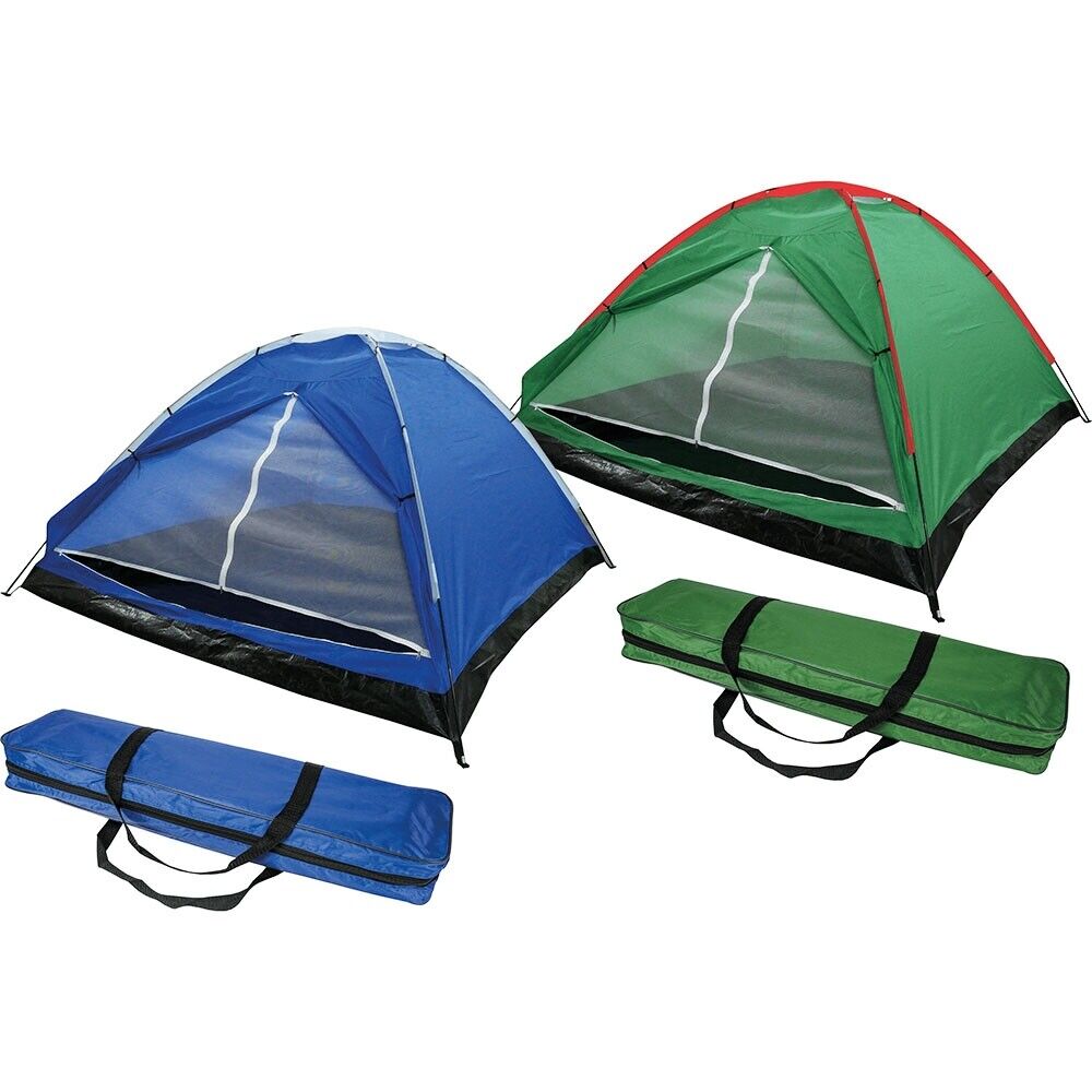 Tenda da campeggio pieghevole con sacca, verde e blu, 4 posti