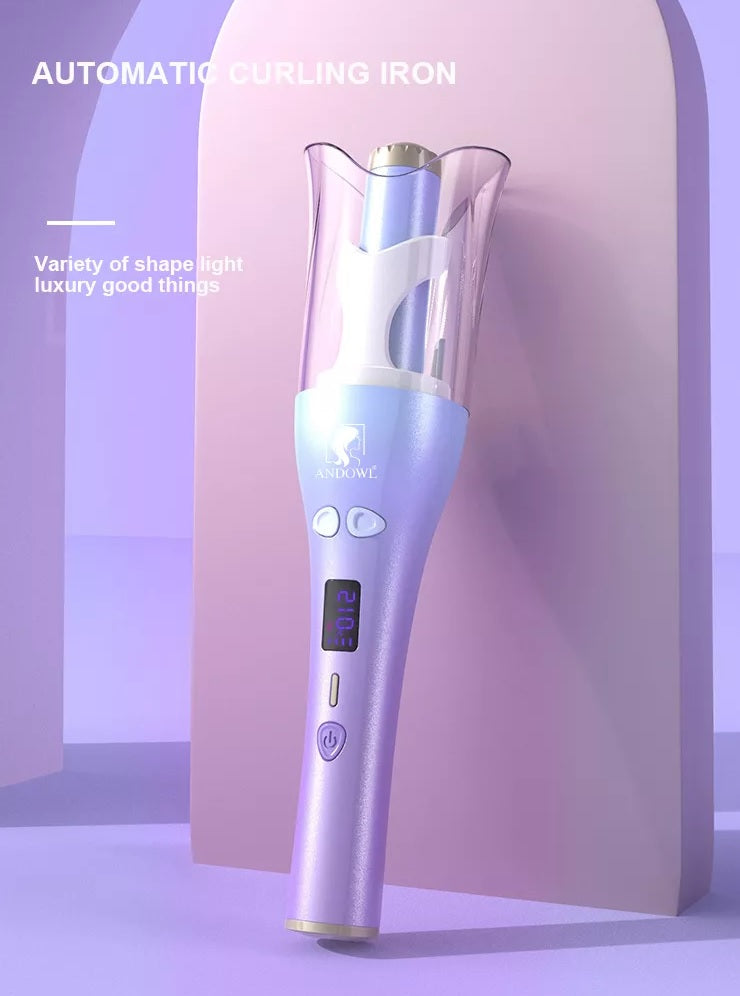 Ferro arricciacapelli automatico Andowl viola con pinze e display