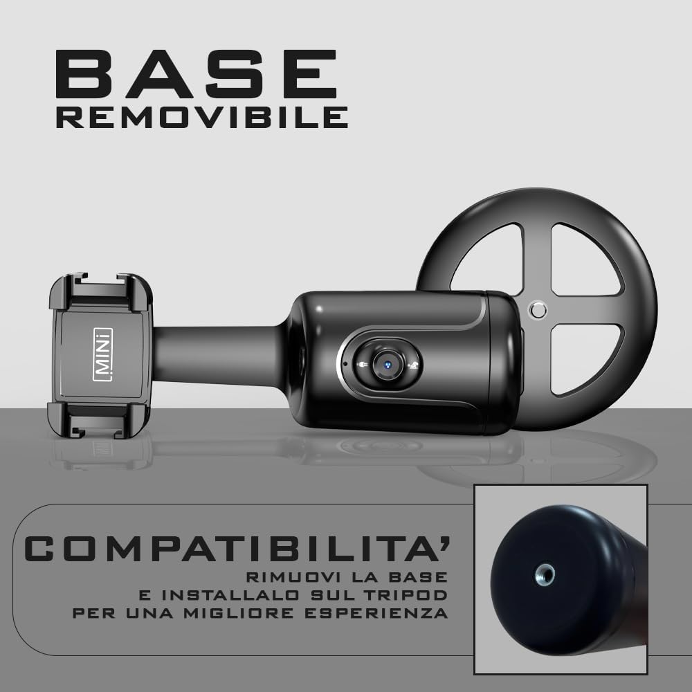 Stabilizzatore per smartphone nero compatto con staffa e testa motorizzata