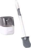 Scopino WC da parete con manico bianco e testina in silicone grigio