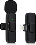 Microfono lavalier wireless nero con spugna e luce verde