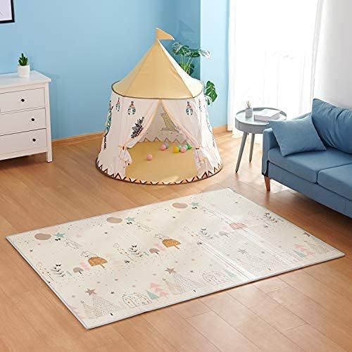 Tappetino da gioco reversibile per bambini, extra large, fantasia delicata su fondo chiaro