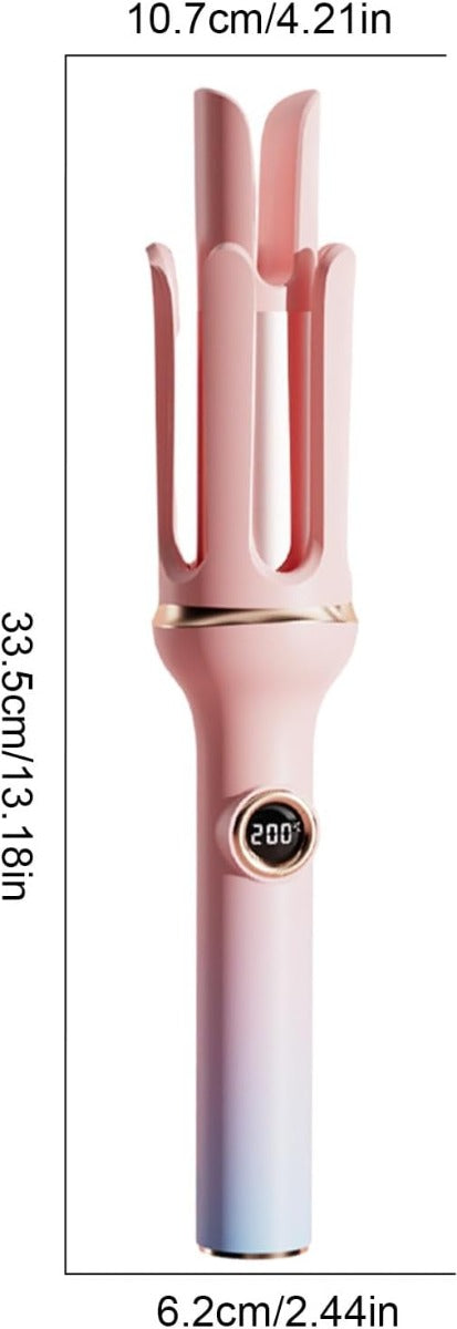 Ferro arricciacapelli automatico rosa, dimensioni: altezza 33,5 cm e base 6,2 cm