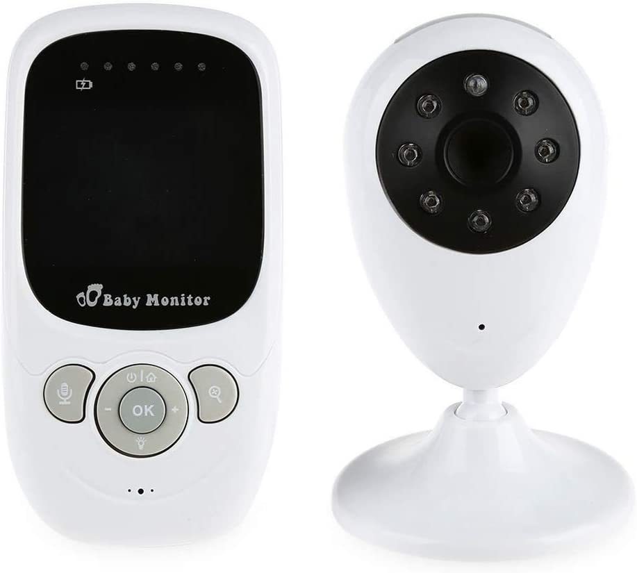Monitor per bambini wireless bianco con display e videocamera circolare