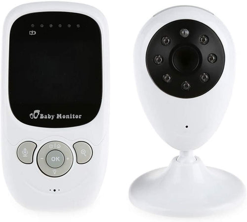 Monitor per bambini wireless bianco con display e videocamera circolare
