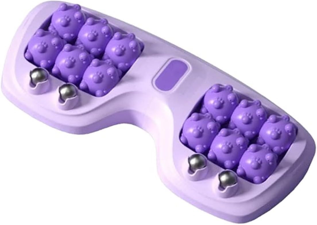 Massaggiatore plantare con due rulli viola a protuberanze e sfere metalliche