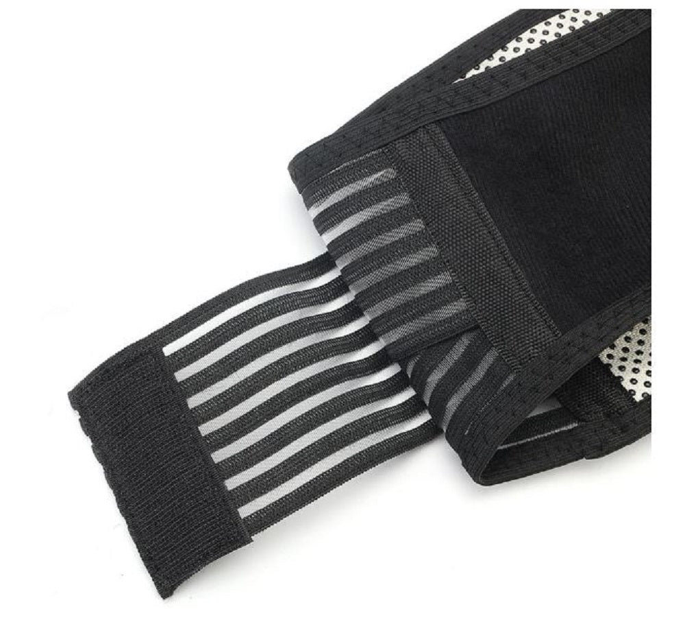 Cintura lombare sportiva nera in tessuto elasticizzato con pannelli a righe