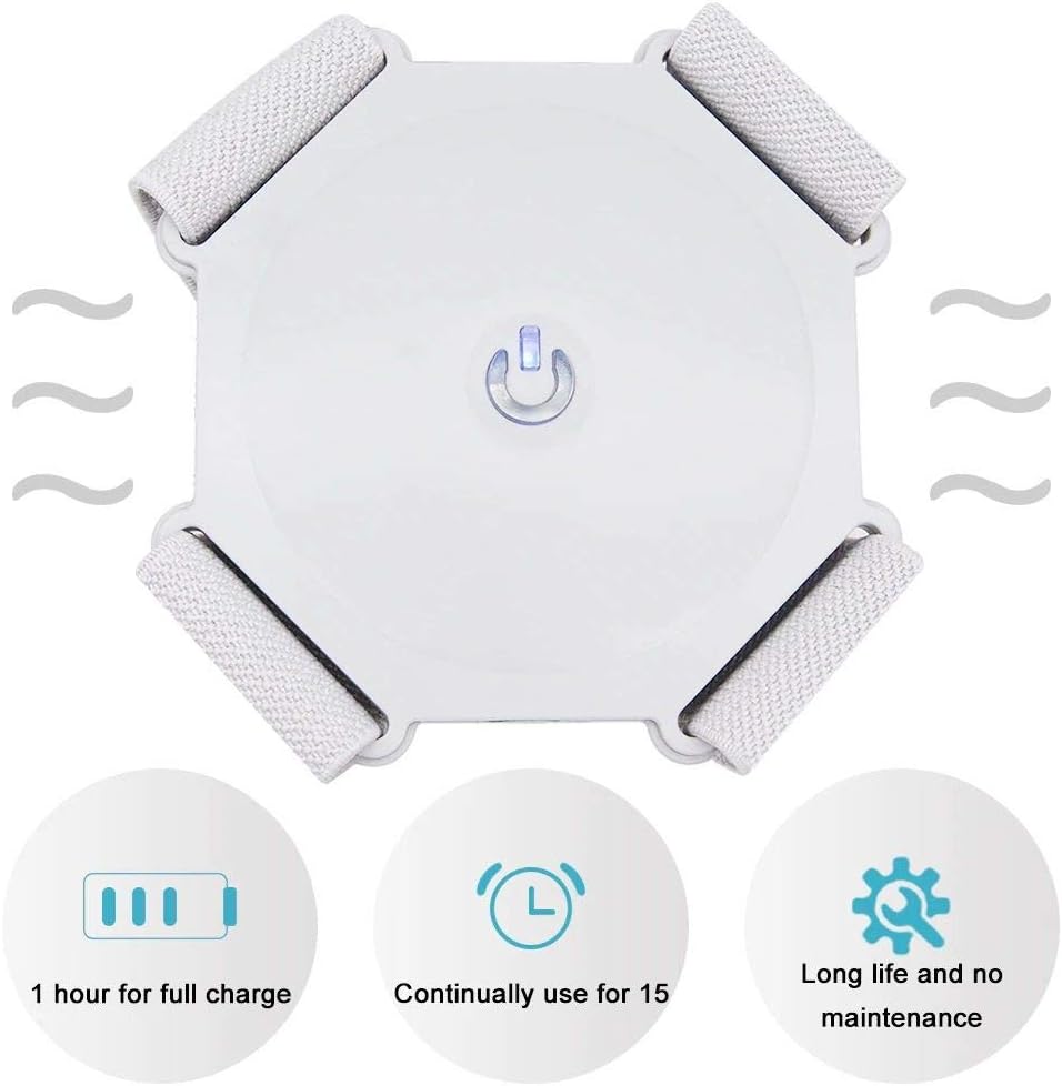 Supporto posturale esagonale bianco con cintura tessuta grigia e indicatore luminoso blu