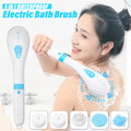 Spazzola da bagno elettrica ricaricabile con manico lungo bianco e blu