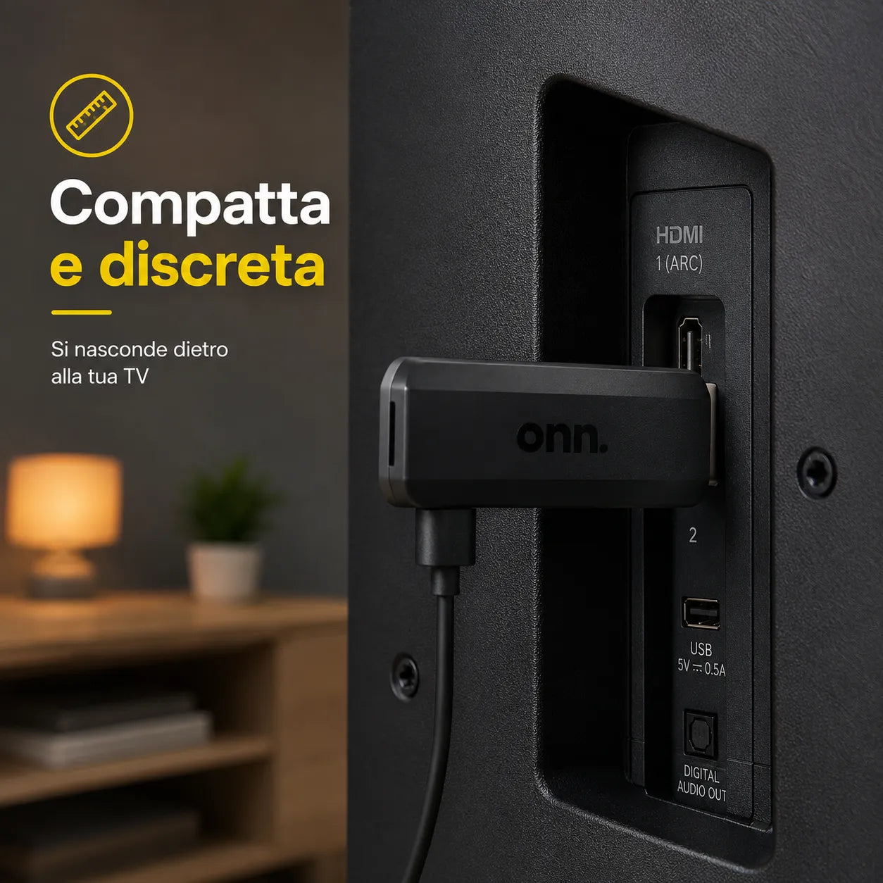 Stick streaming ONN nero con uscita HDMI e porta USB