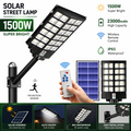 Lampione Solare LED 1500W con Telecomando – 18000mAh, Sensore Movimento, IP66 Impermeabile, Faro Stradale Esterno Alta Luminosità