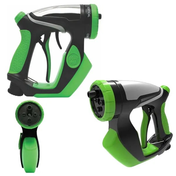 Idropulitrice portatile ad alta pressione con pistola nera e impugnatura verde