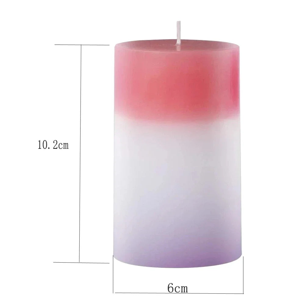Candela cilindrica con bagliore rosso-bianco-viola, misure 10,2 cm x 6 cm