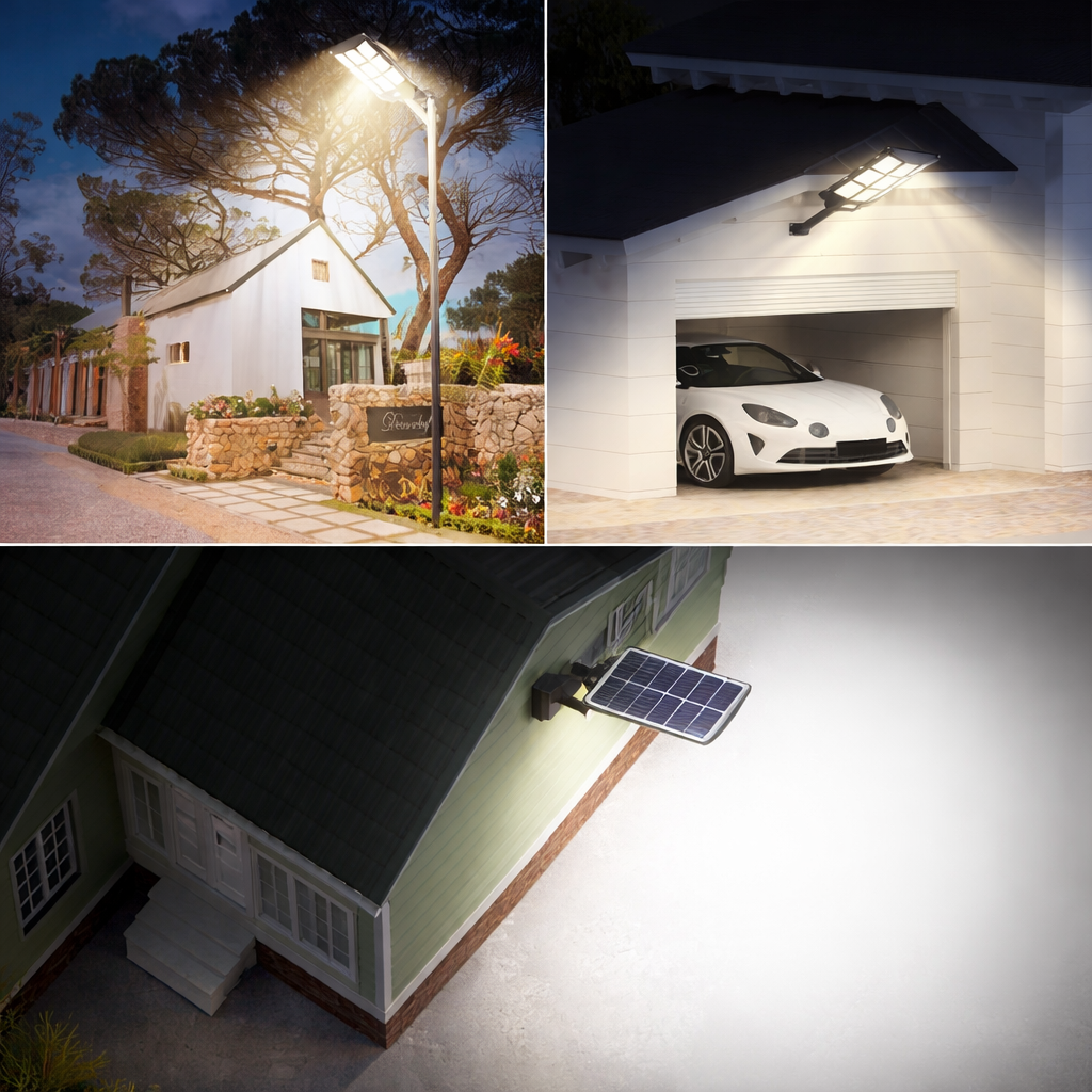 Lampione Solare LED 1600W con Telecomando – 23000mAh, Sensore Movimento, IP66 Impermeabile, Faro Stradale Esterno Alta Luminosità
