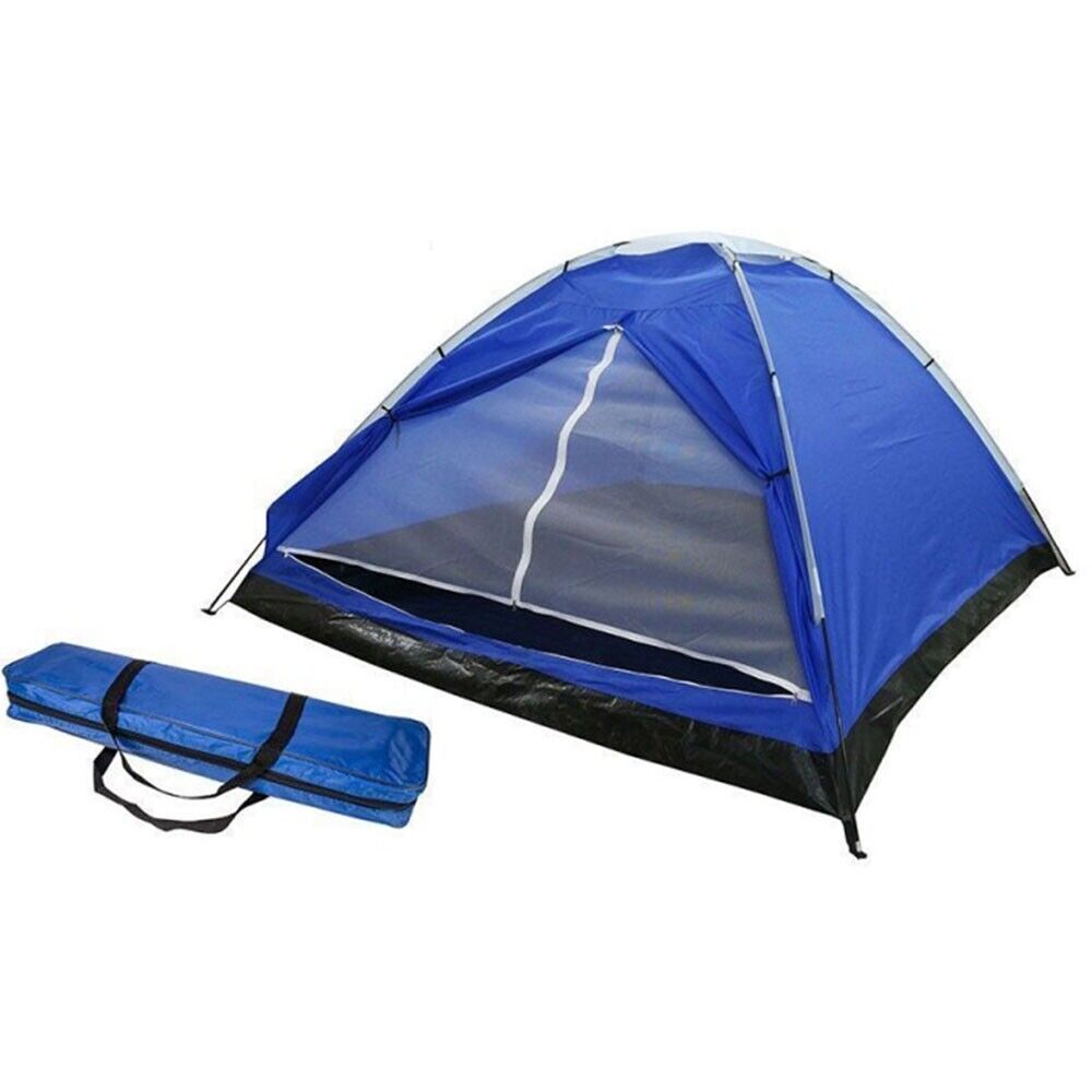 Tenda da campeggio pieghevole con sacca, blu, 4 posti