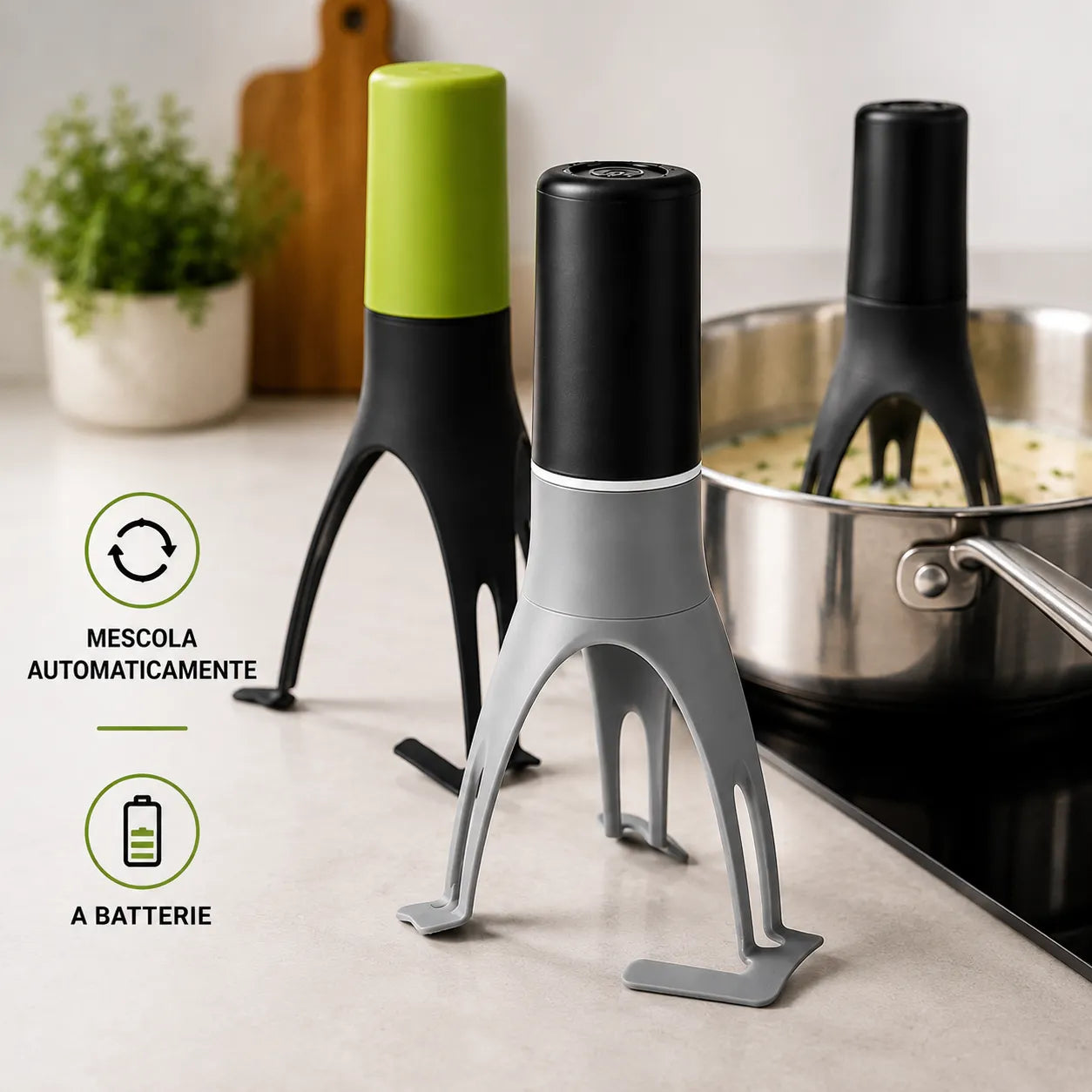 Mescolatore Elettrico Automatico per Pentole Agitatore Cucina Gira Sugo Creme Salse