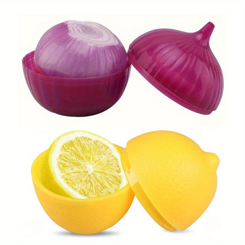 Set di contenitori in plastica per limone e cipolla con coperchi