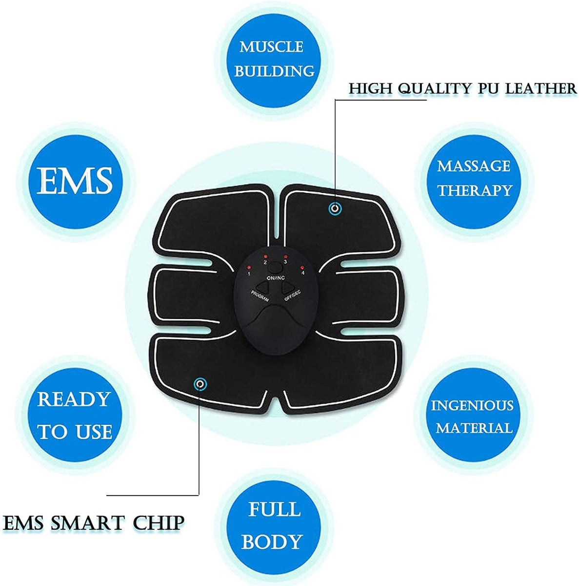Stimolatore elettrico per addominali ems per la stimolazione muscolare con 6 modalità usb ricaricabile per addome braccia gambe