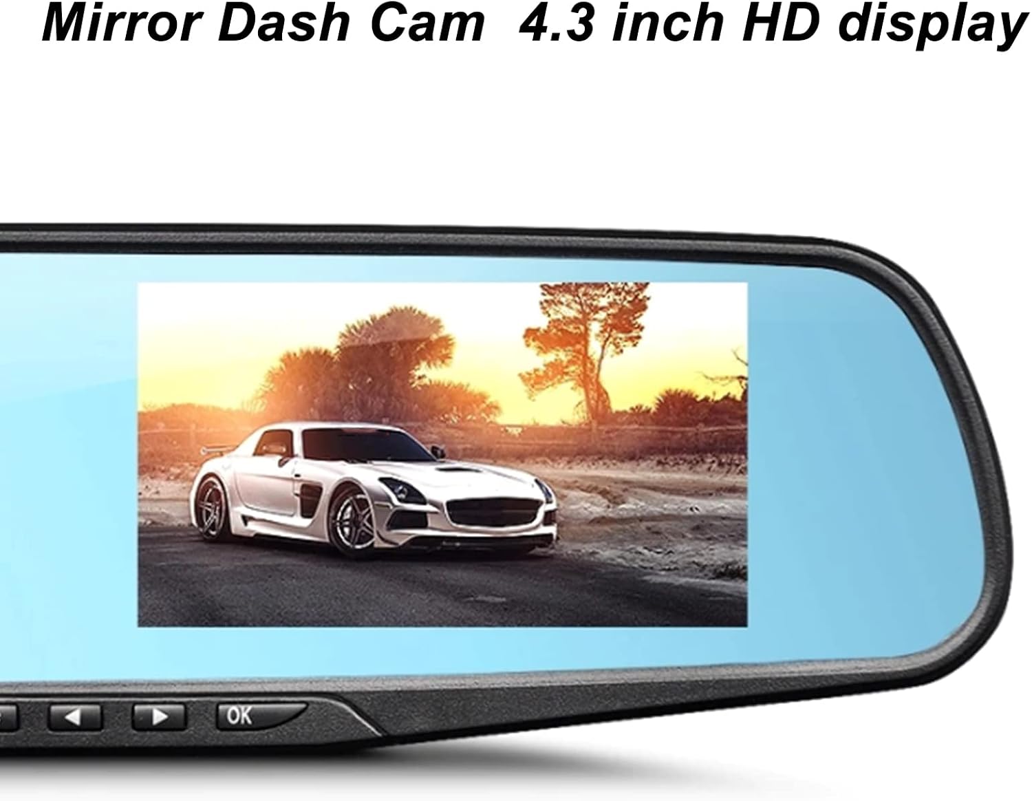 Specchietto retrovisore digitale con display blu e schermo rettangolare