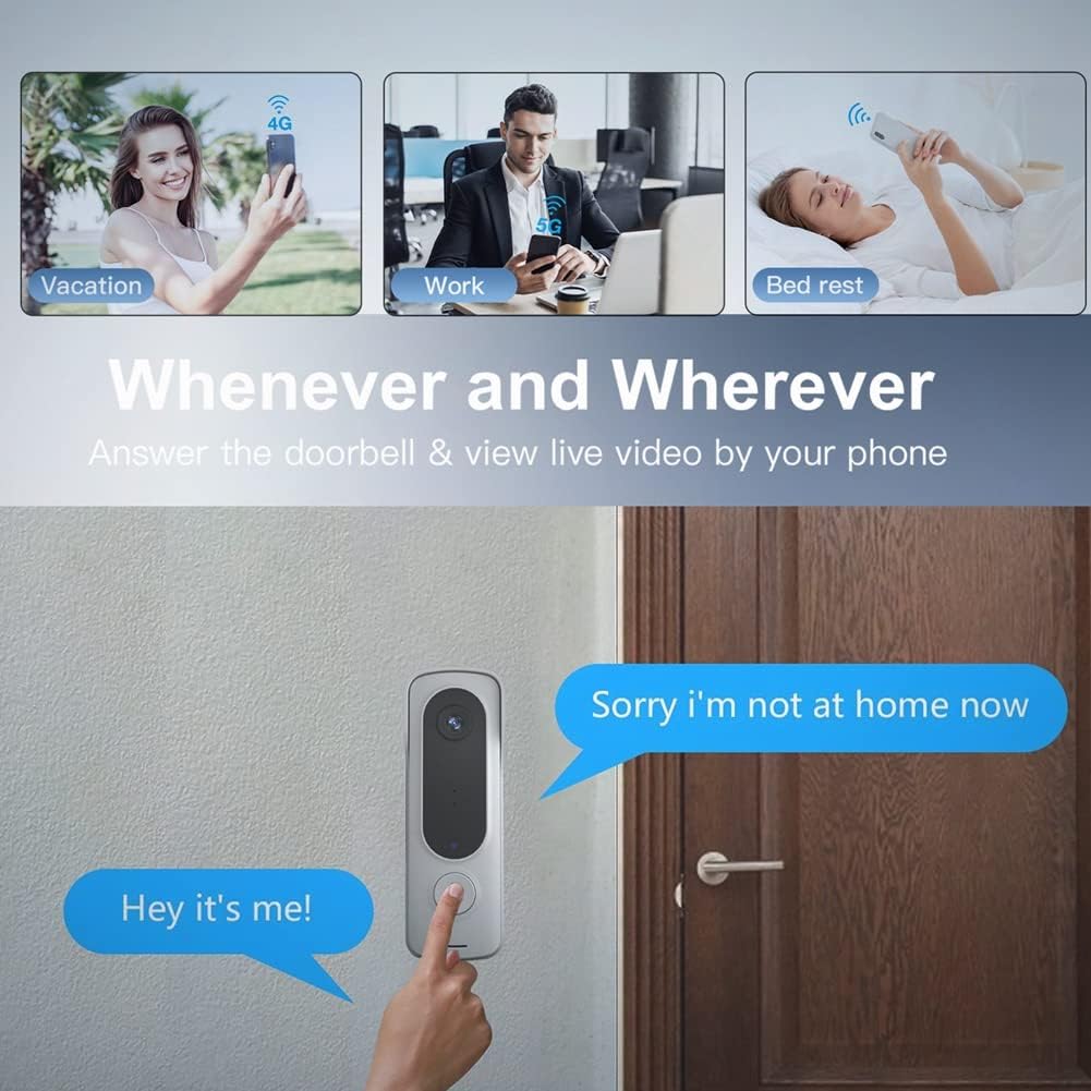 Campanello Video WiFi Wireless 480P con Sensore PIR e App