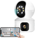 Telecamera WiFi bianca con doppio obiettivo e base rotonda, 4MP