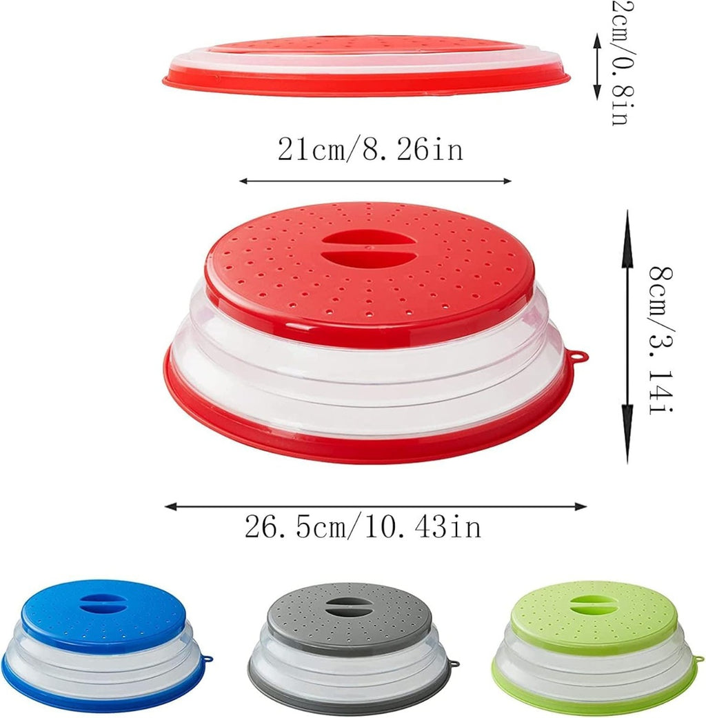 Coperchi anti-spruzzi microonde rosso, blu, grigio e verde con base forata