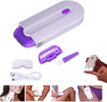 Epilatore elettrico ricaricabile bianco e viola con testina e accessori