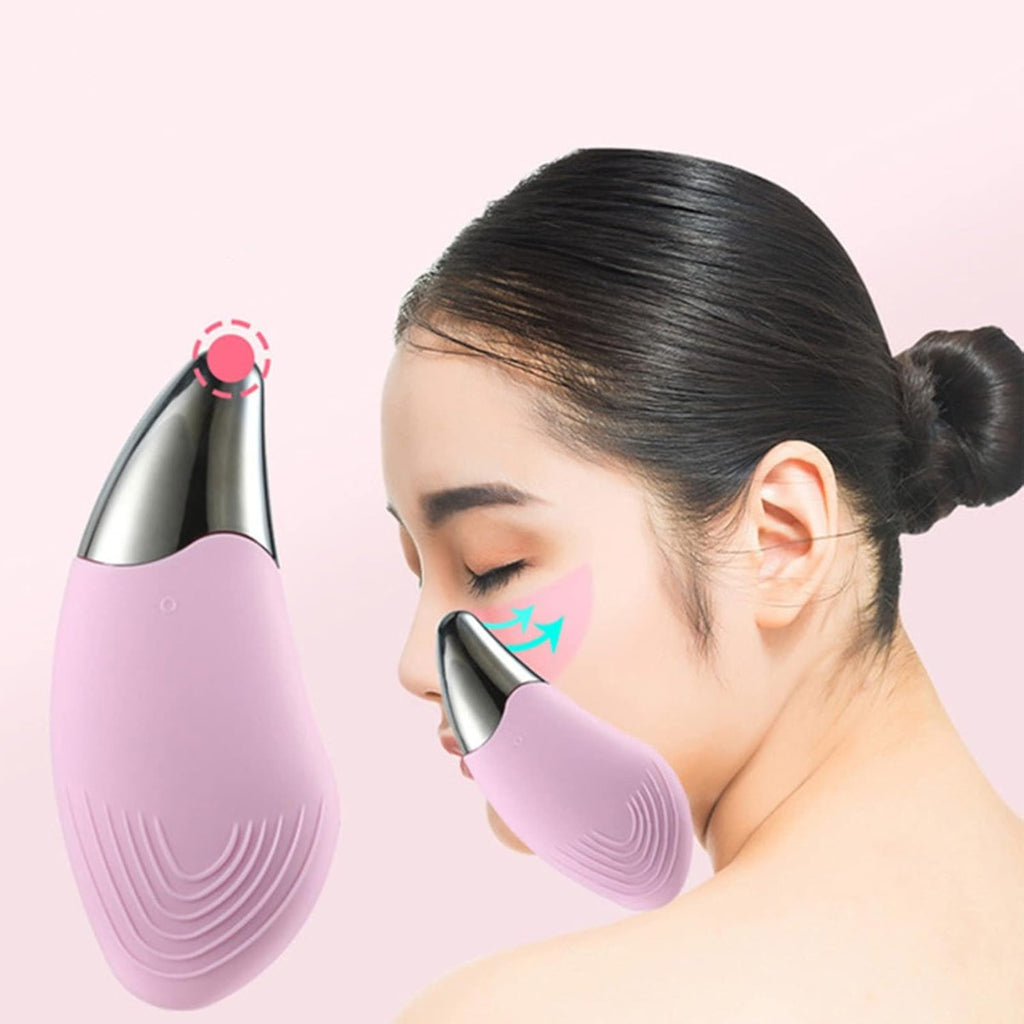Spazzola elettrica viso rosa con setole in silicone e impugnatura ergonomica