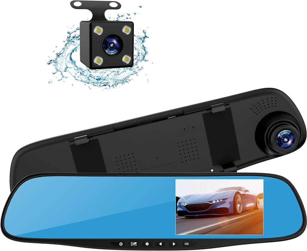 Specchietto retrovisore digitale con display 4,3" e telecamera anteriore con spruzzi d’acqua