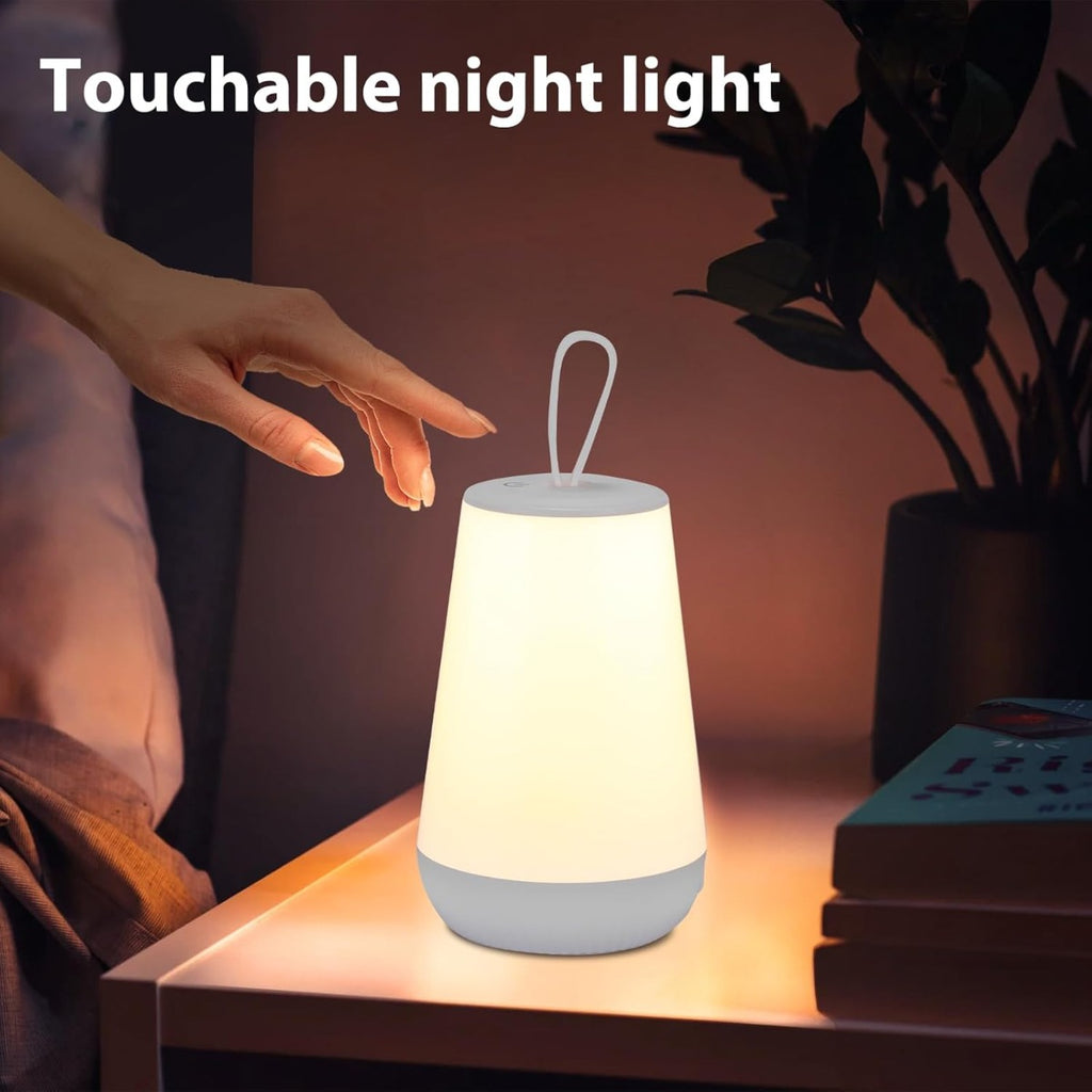 Lampada notturna LED bianca a controllo touch con maniglia e luce calda