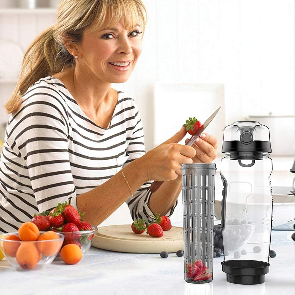 Borraccia per Infusi da 950 ml – Bottiglia Sportiva con Filtro Frutta, Senza BPA, Tappo Antigoccia