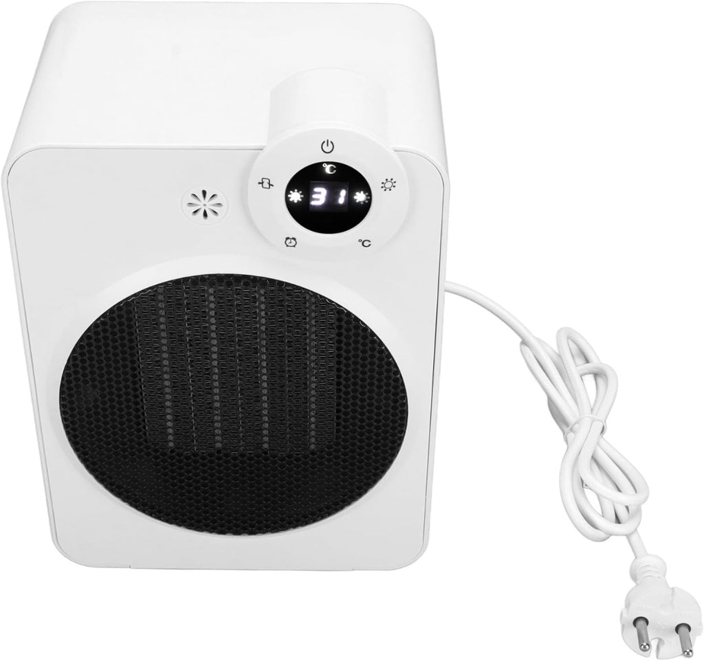 Riscaldatore per cuccia animali domestici bianco con display, cavo e spina
