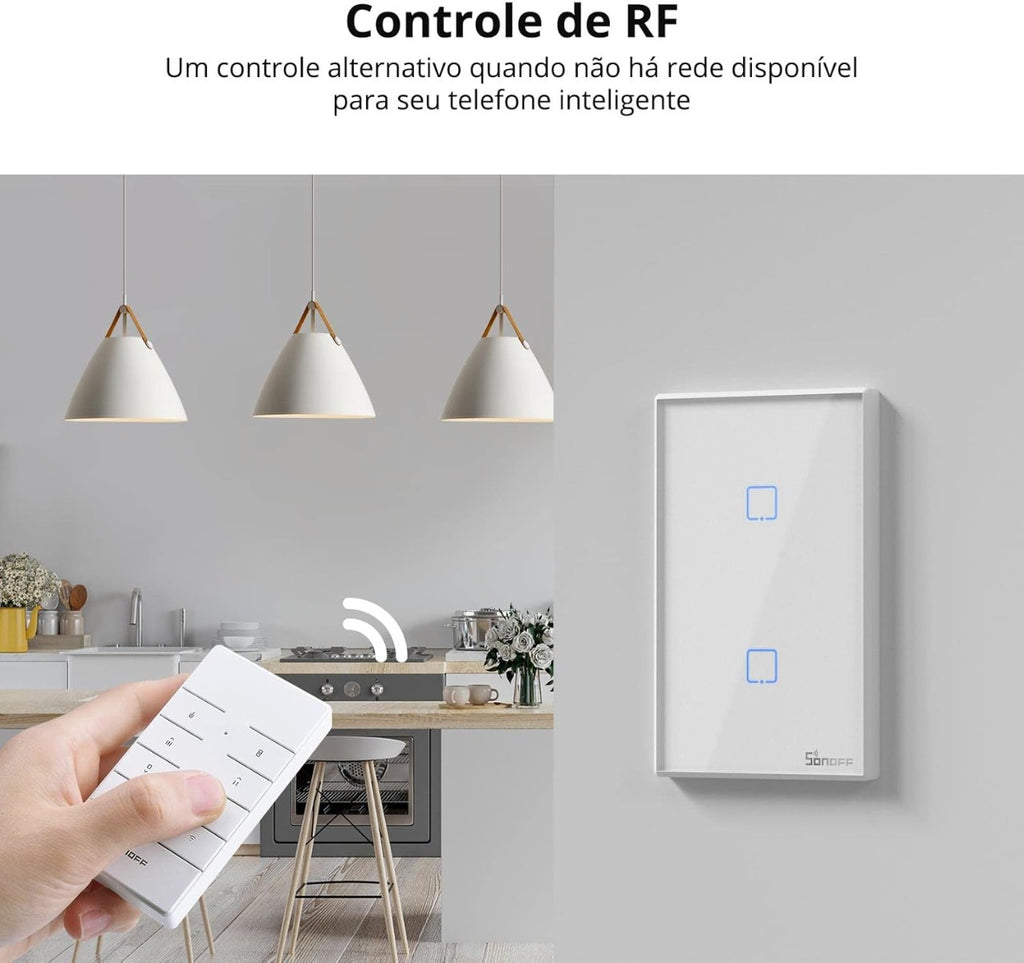 Interruttore smart WiFi a parete bianco con due pulsanti touch