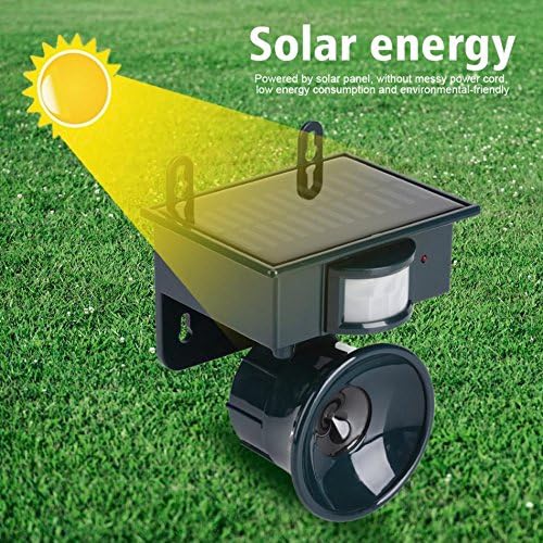 Repellente a ultrasuoni solare nero con pannello solare e sensore movimento PIR
