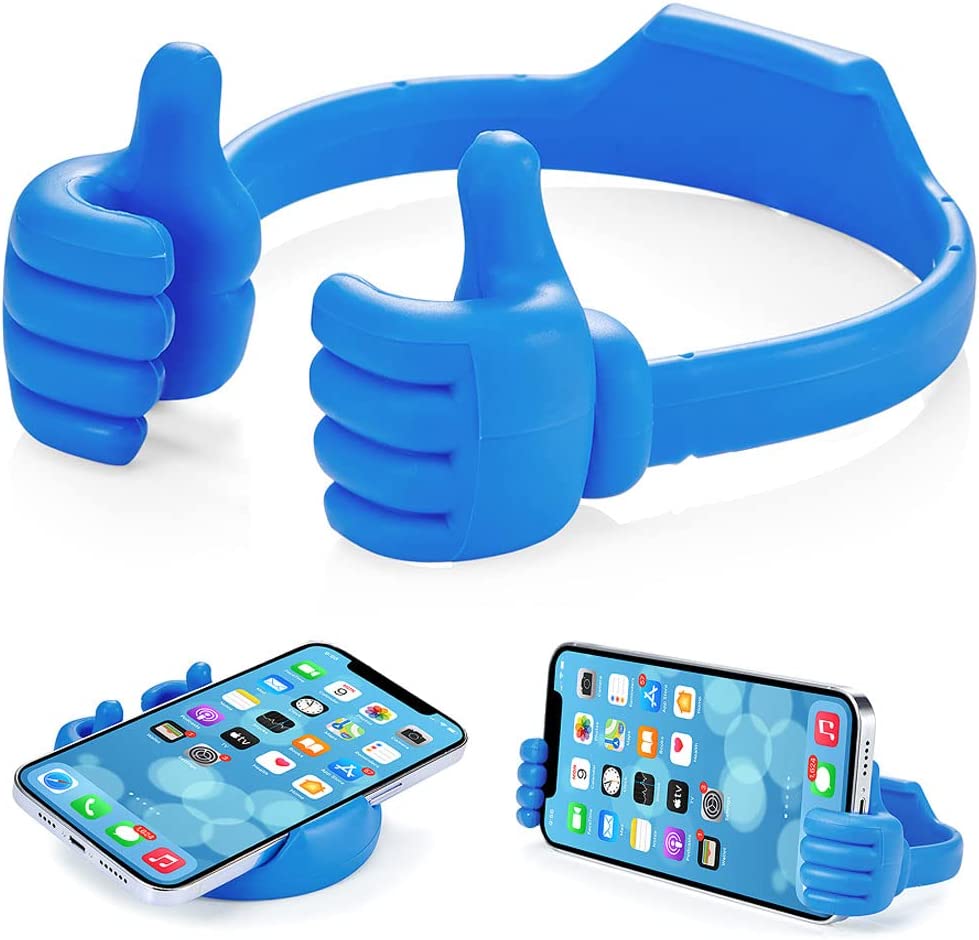 Supporto smartphone flessibile da scrivania con due supporti a dita blu