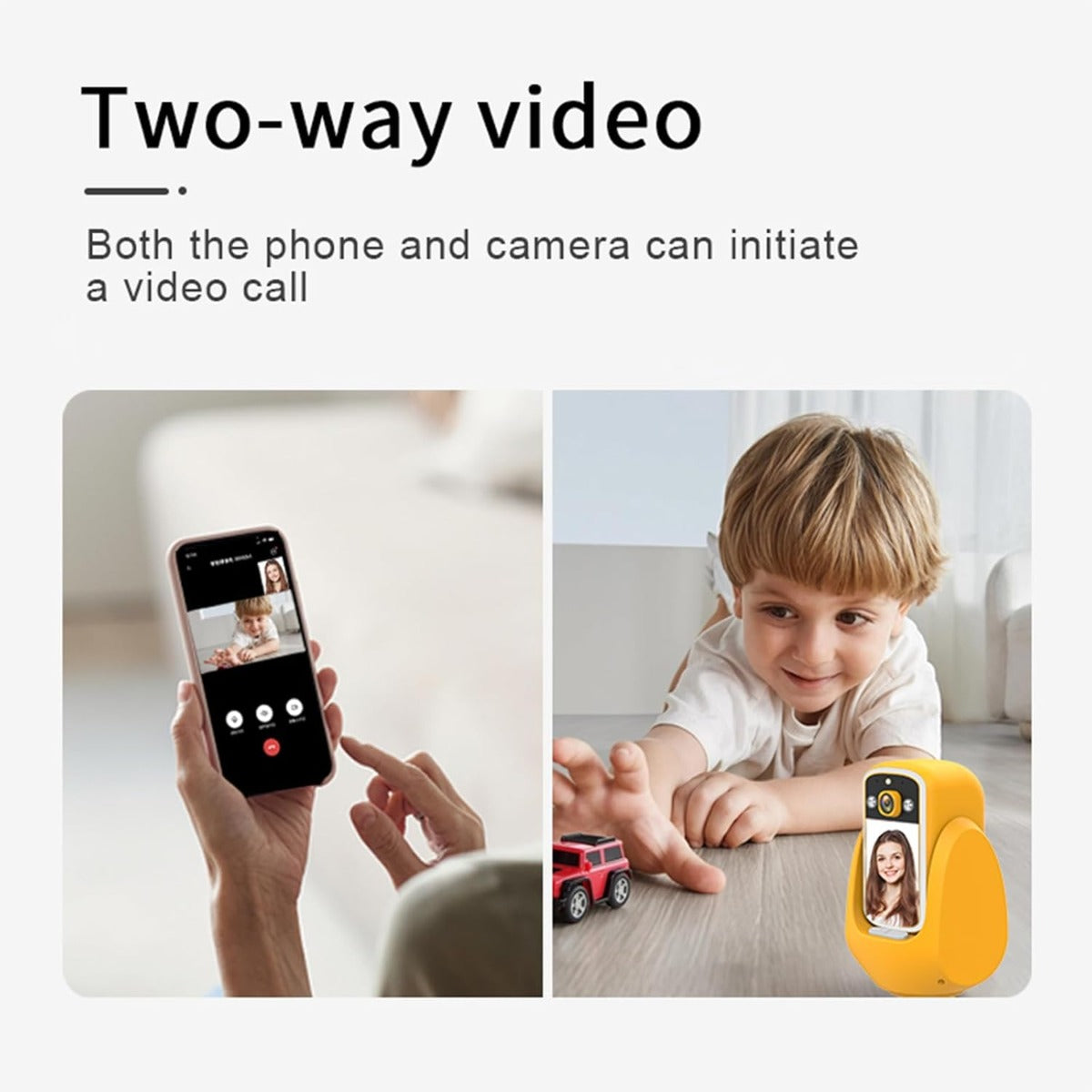 Videocamera di sicurezza indoor con videochiamata in due direzioni tra telefono e camera