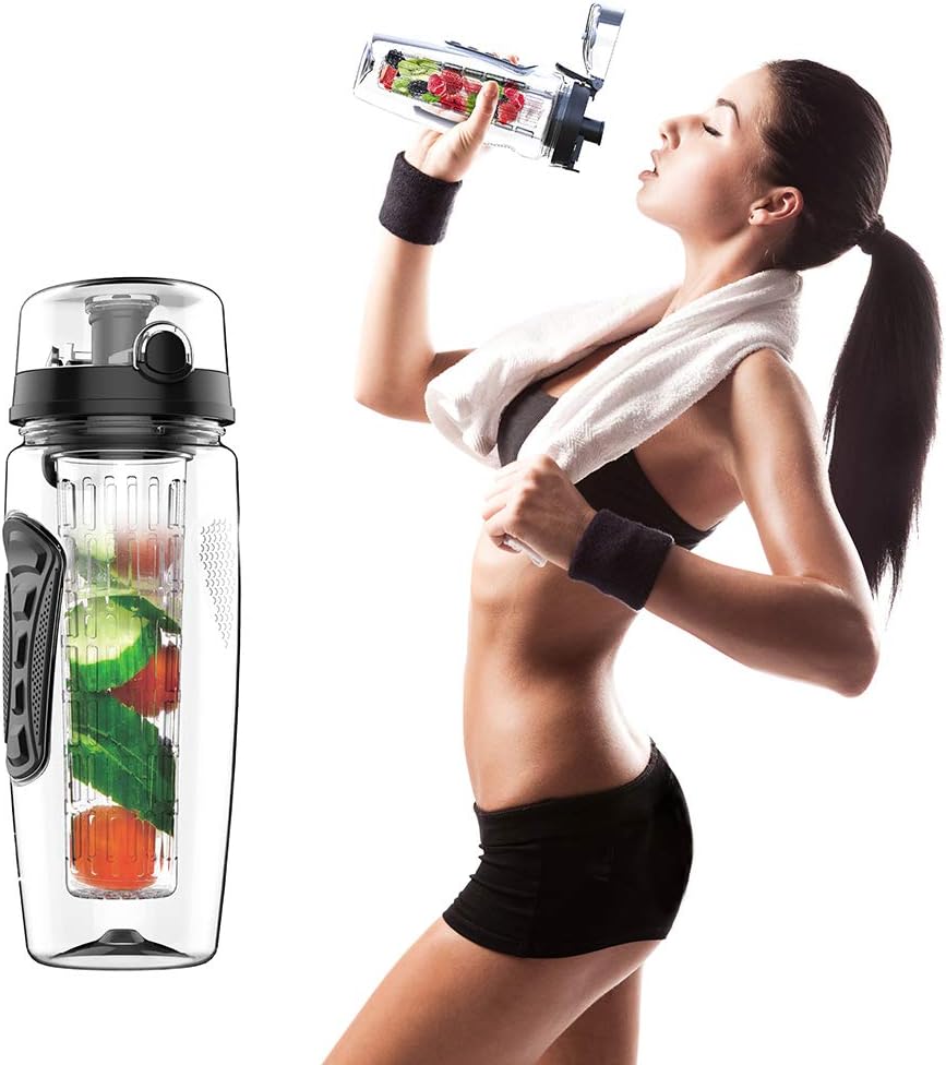 Borraccia per Infusi da 950 ml – Bottiglia Sportiva con Filtro Frutta, Senza BPA, Tappo Antigoccia