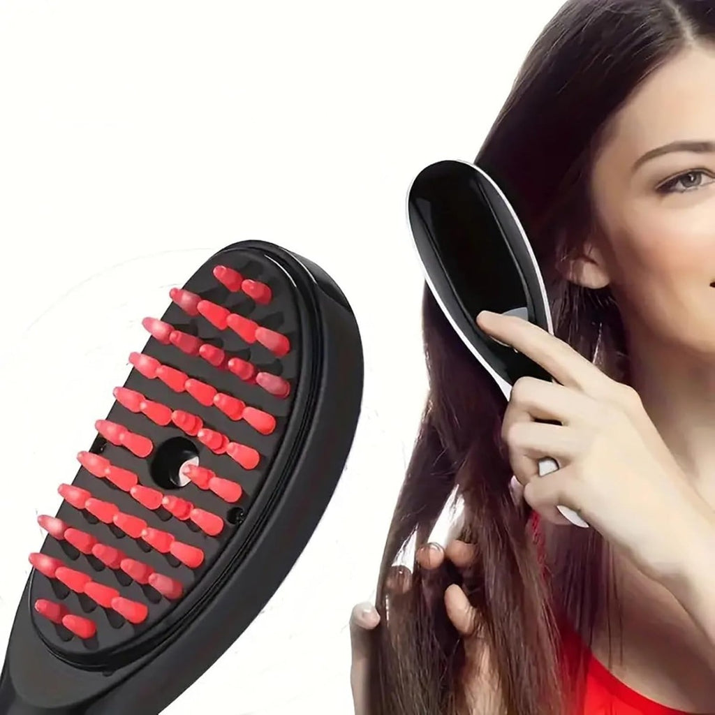 Spazzole massaggiatore per capelli nere con LED rossi sulla testina
