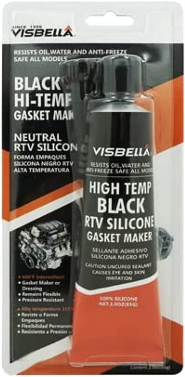 Sigillante RTV silicone nero alta temperatura, flacone nero con etichetta