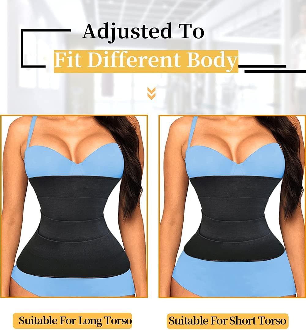Fascia modellante nera aderente con inserto blu, regolabile per torso diverso
