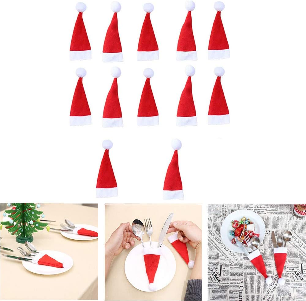 Set di mini cappelli di Babbo Natale rossi con pon-pon bianchi, composizione multipla