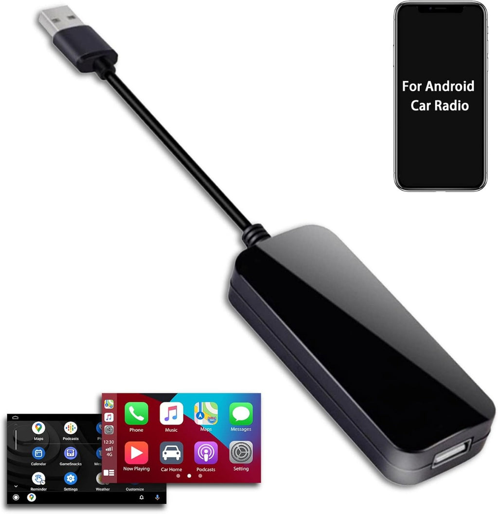 Adattatore CarPlay/Android Auto via cavo con custodia grigia e connettore USB